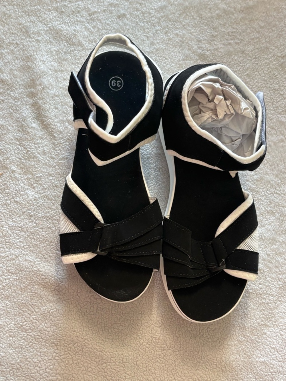 Women's Black and White Comfort Sandals